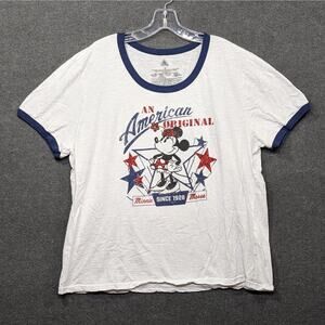 Disney Minnie Mouse T-Shirt Womens 3XL Ringer Sparkle American Original Whited